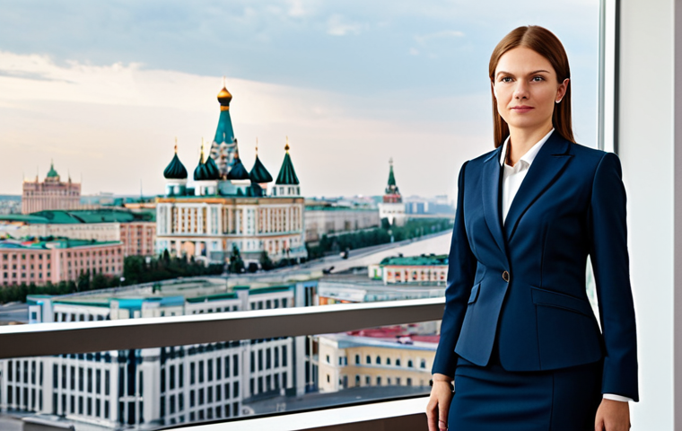 **
A professional businesswoman in a stylish, fully clothed business suit, standing in a modern Moscow office overlooking the city, appropriate attire, safe for work, perfect anatomy, natural proportions, professional photography, high quality, family-friendly.
**
