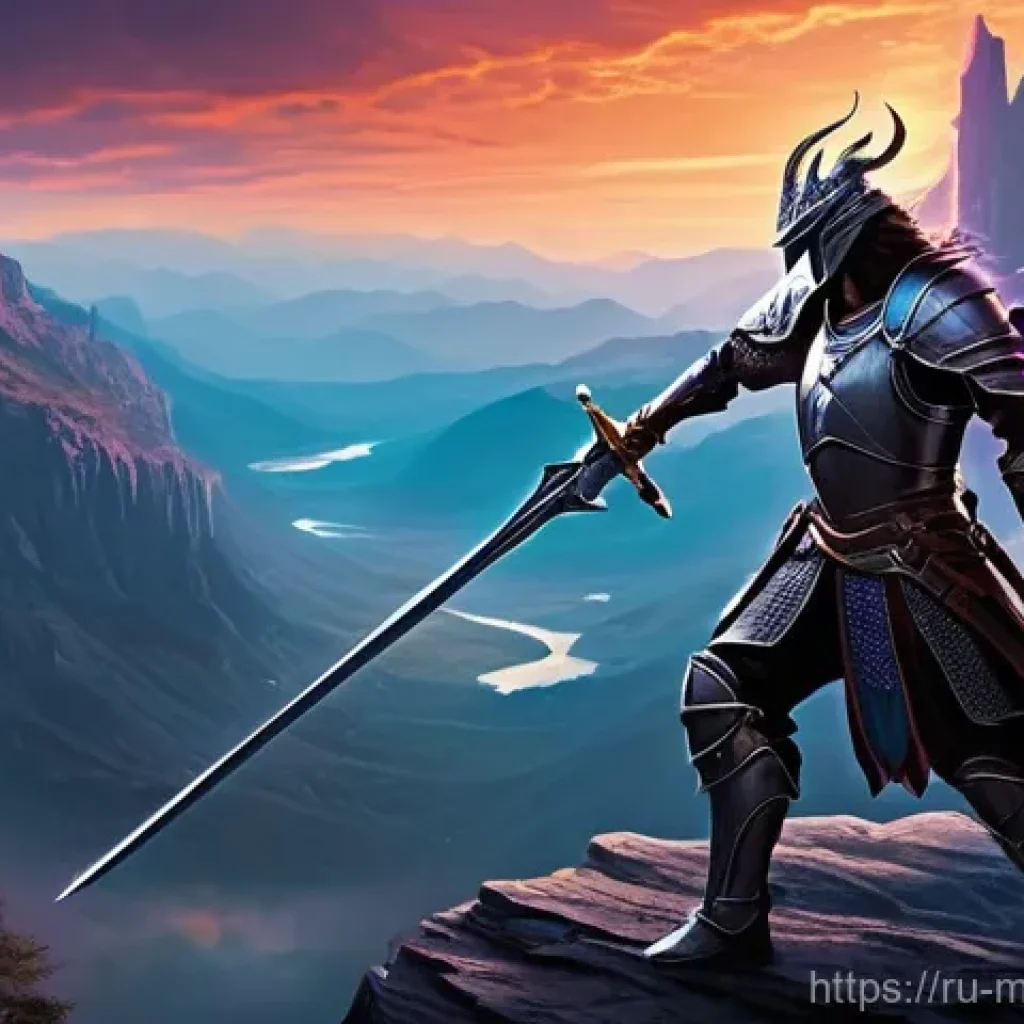 모바일게임 프로모션 아트 - **Epic Fantasy Warrior with Dragon:**
    A majestic, heroic warrior, gender-neutral, wearing intric...