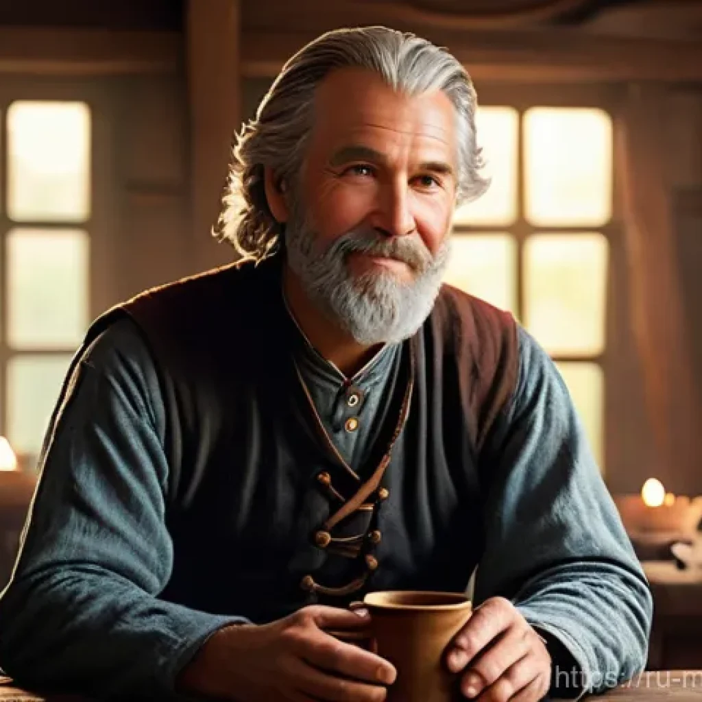 모바일게임 NPC 인기 순위 - **A Heartfelt Tavern Conversation:**
    "A cozy, warmly lit fantasy tavern interior. An older, bene...