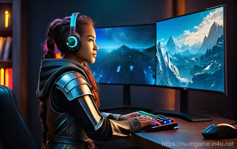 모바일게임 온라인 커머스 - **Prompt:** A vibrant, eye-level shot of a diverse young adult gamer (male or female, fully clothed ...