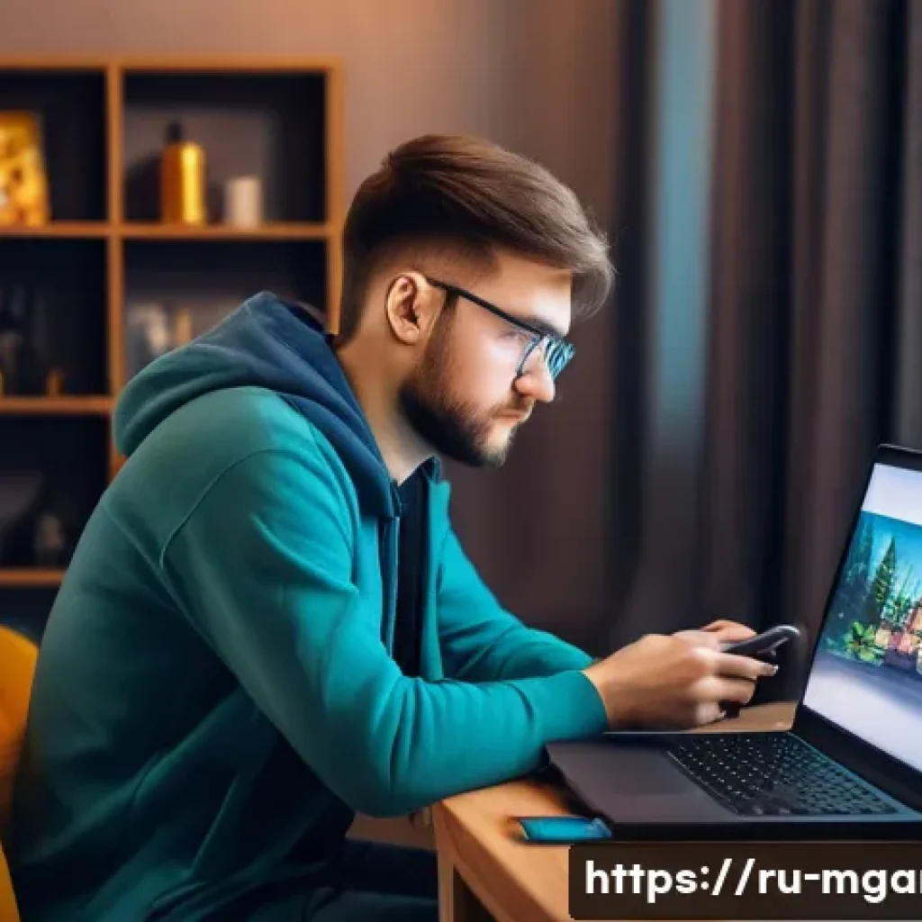 모바일게임 유튜버 추천 - A cozy home gaming setup featuring a Russian male mobile gaming YouTuber in his mid-20s with casual ...