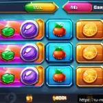 모바일게임 개발 과정 - A detailed concept art of a casual mobile game interface designed for the Russian and CIS market, fe...